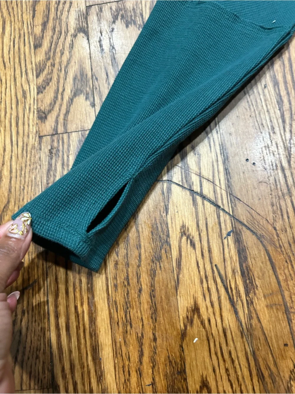 Free People Boat Neck Thermal Top – XL – Deep Teal Boho Oversized Cozy